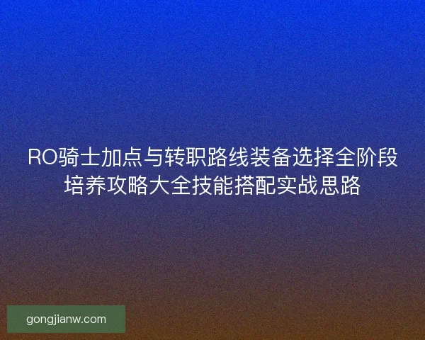 RO骑士加点与转职路线装备选择全阶段培养攻略大全技能搭配实战思路