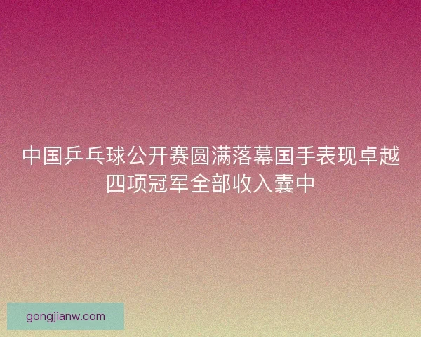 中国乒乓球公开赛圆满落幕国手表现卓越四项冠军全部收入囊中