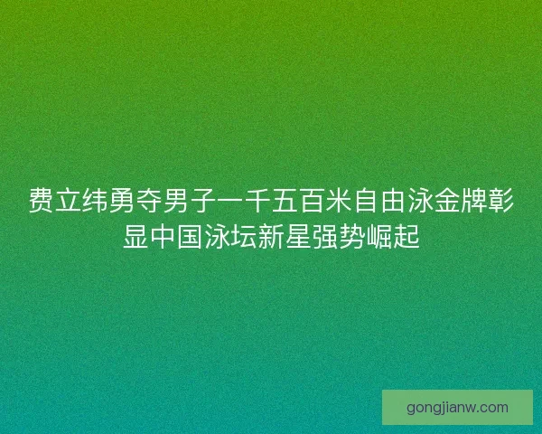费立纬勇夺男子一千五百米自由泳金牌彰显中国泳坛新星强势崛起