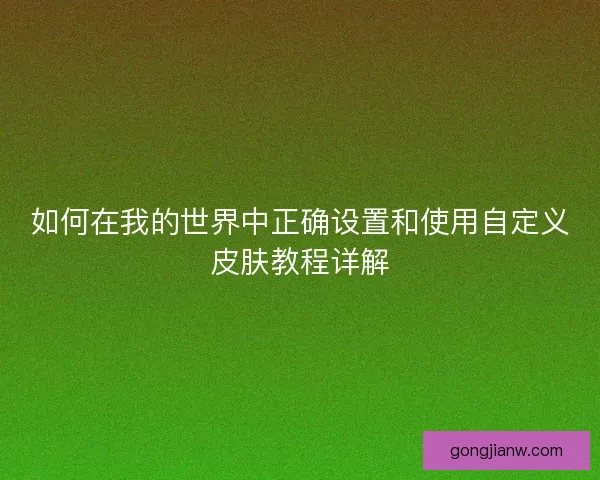 如何在我的世界中正确设置和使用自定义皮肤教程详解